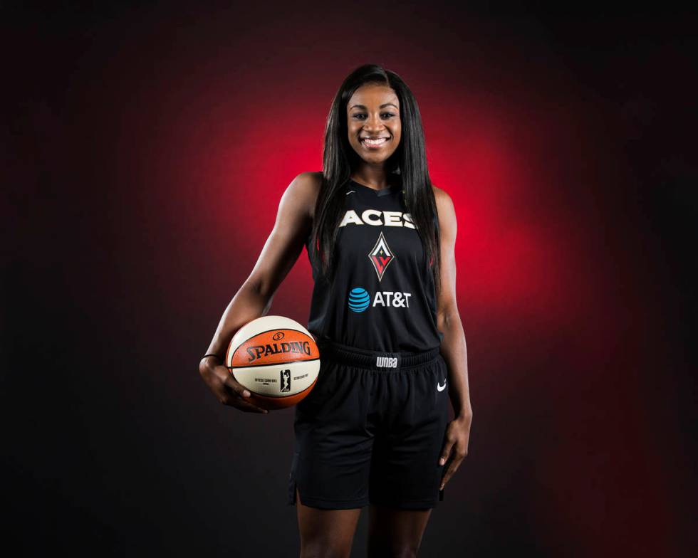 Aces guard Jackie Young during media day on Monday, May 13, 2019, at Mandalay Bay Events Center ...
