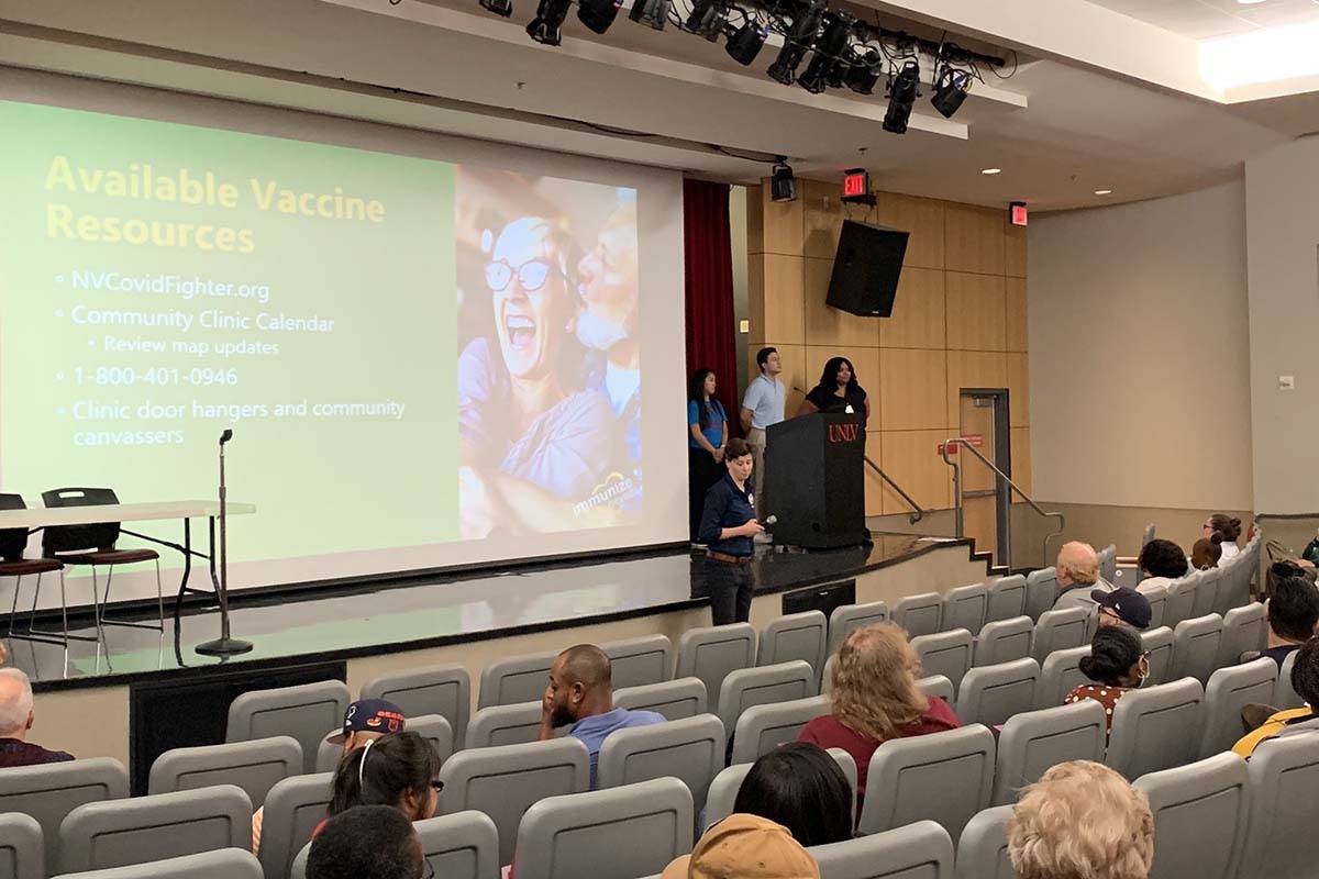 FEMA COVID-19 surge response teams are undergoing training at UNLV’s Philip J. Cohen Theatre ...