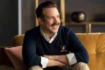 This image released by Apple TV+ shows Jason Sudeikis in a scene from "Ted Lasso." Se ...