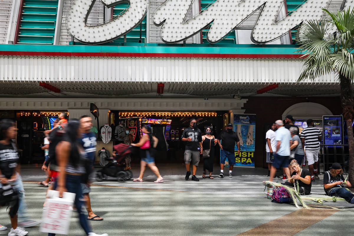 An entrance to Binion’s in Las Vegas Sunday, July 18, 2021. (Rachel Aston/Las Vegas Revi ...