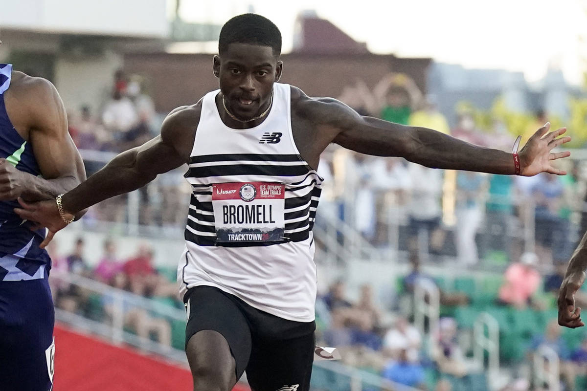 Trayvon Bromell wins the men's 100-meter run at the U.S. Olympic Track and Field Trials Sunday, ...