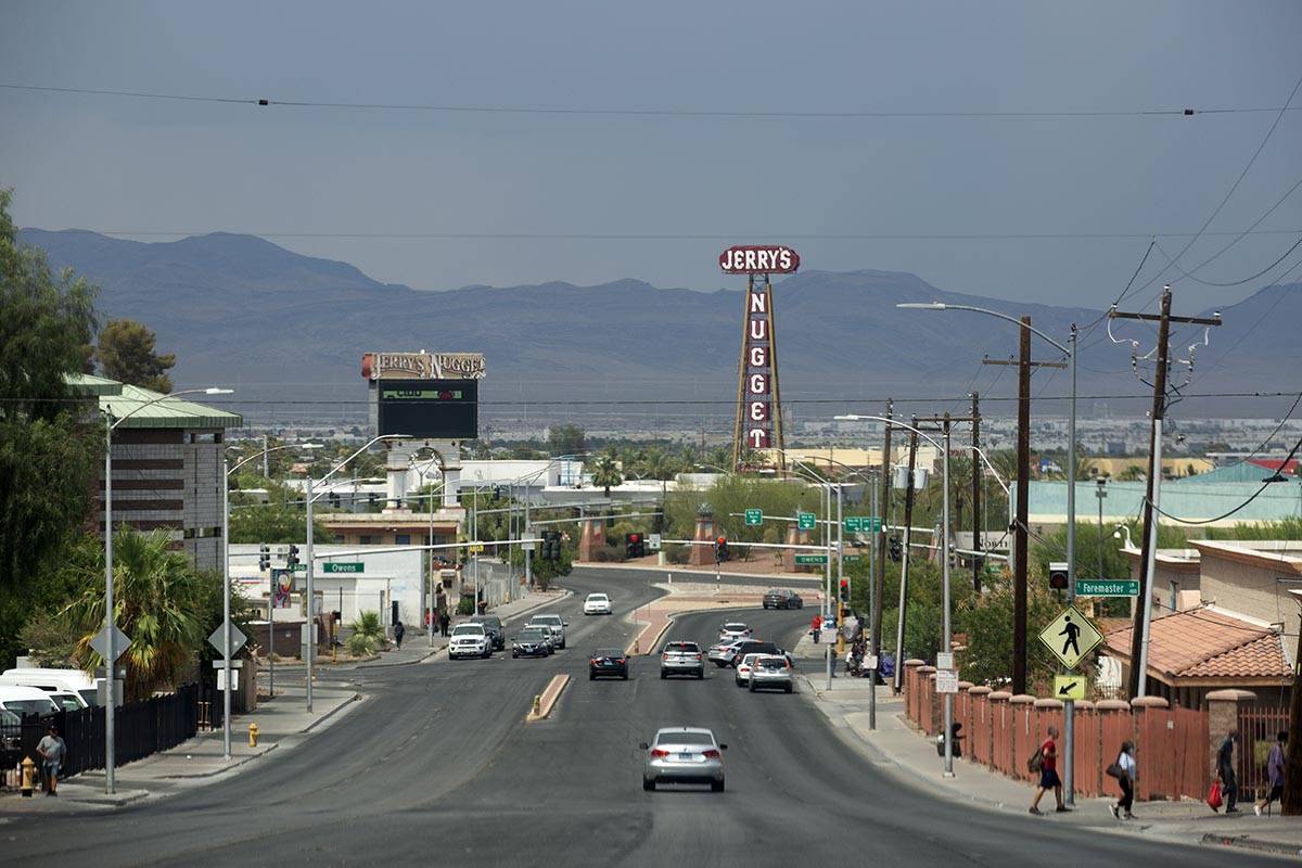 Stormy skies are seen over Las Vegas Valley from North Las Vegas Boulevard on Thursday, June 24 ...