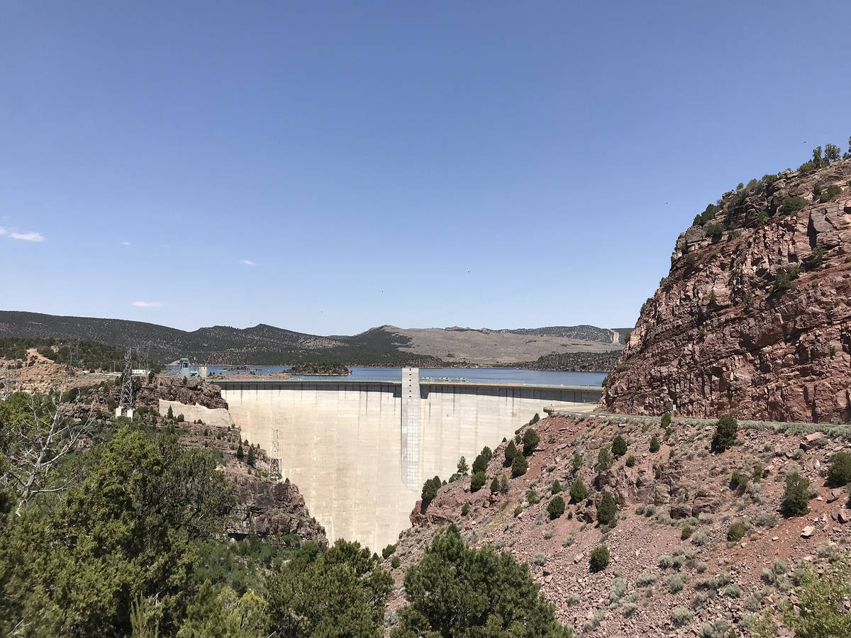 The Flaming Gorge Dam, completed in 1964, impounded the Green River and created Flaming Gorge R ...