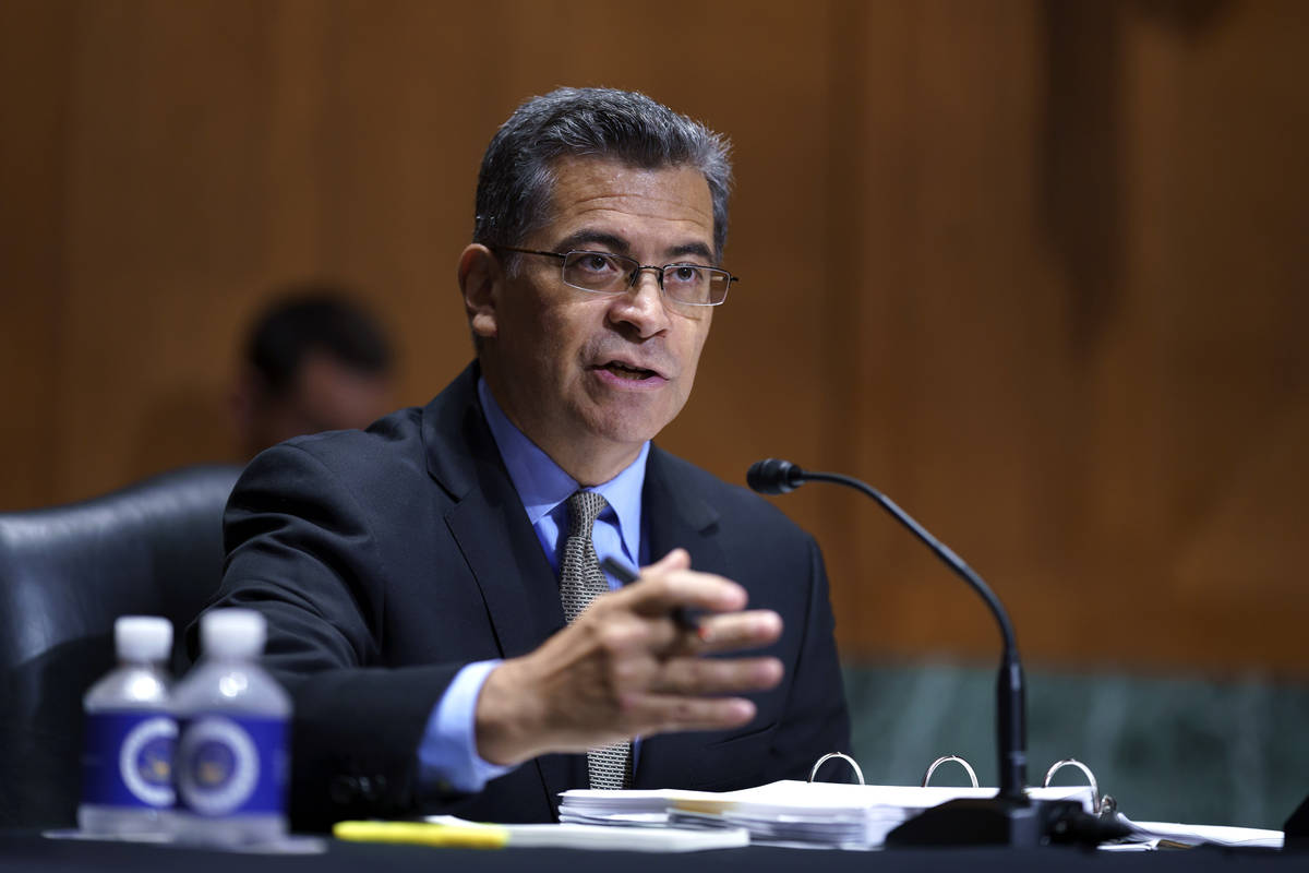 In this June 10, 2021, file photo, Health and Human Services Secretary Xavier Becerra testifies ...
