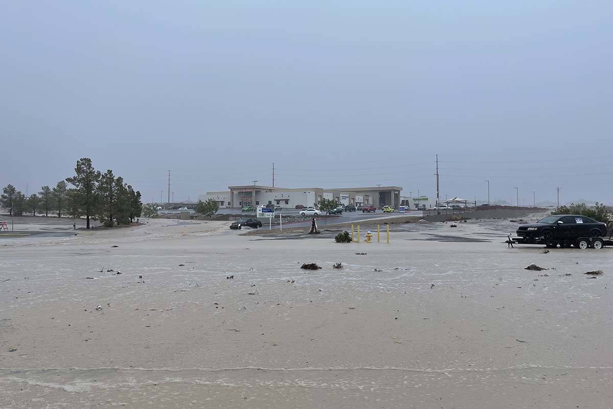 Heavy rainstorms produced flooding in Pahrump on Monday, July 26, 2021. (Nye County Sheriff’s ...