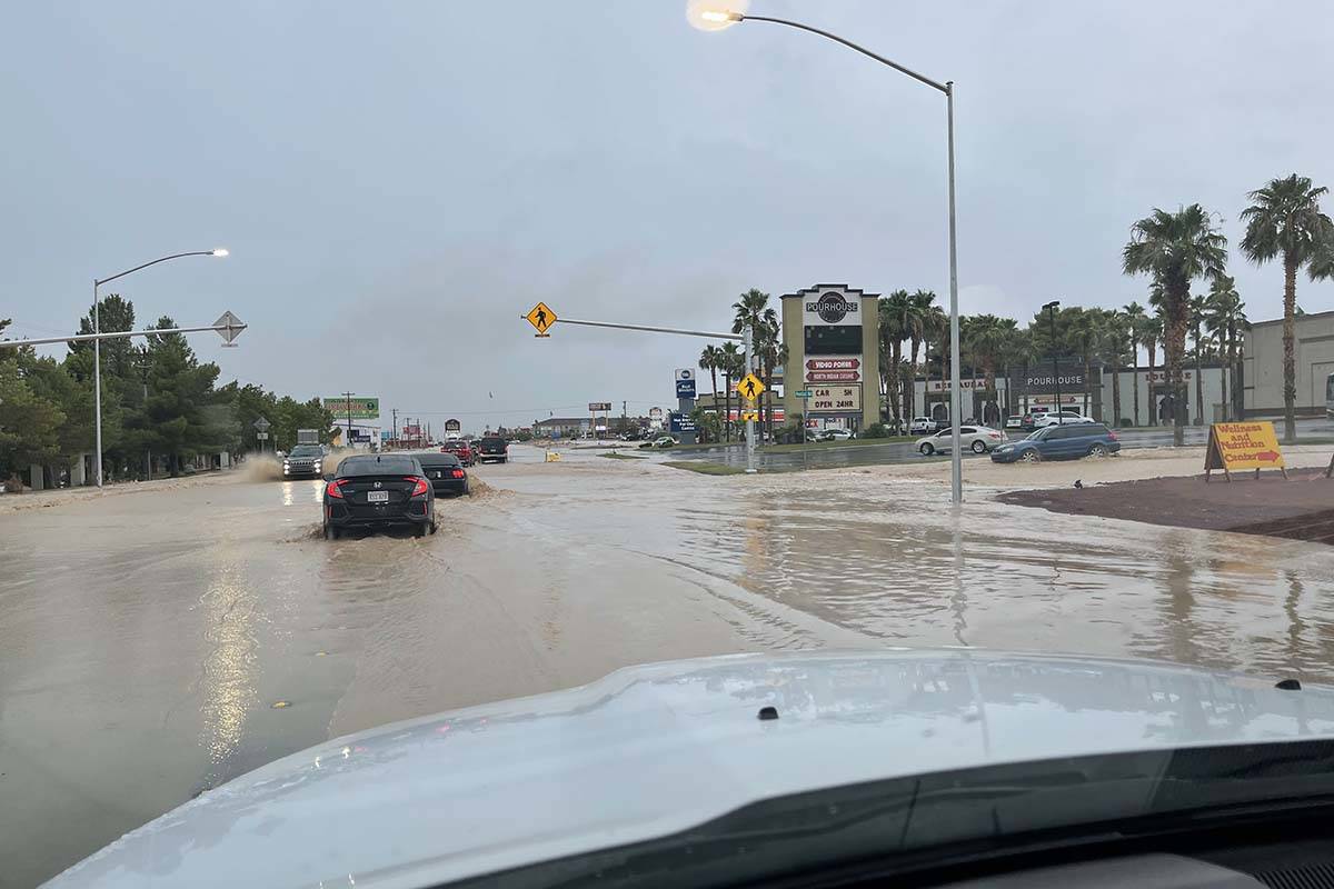 Heavy rainstorms produced flooding in Pahrump on Monday, July 26, 2021. (Nye County Sheriff’s ...
