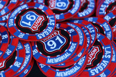A custom patch for participates of the Country Strong Foundation Route 91 Memorial Ride at the ...