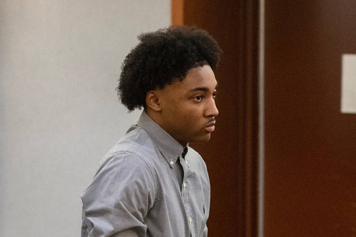 Former Bishop Gorman High School basketball standout Zaon Collins leaves the courtroom after Co ...