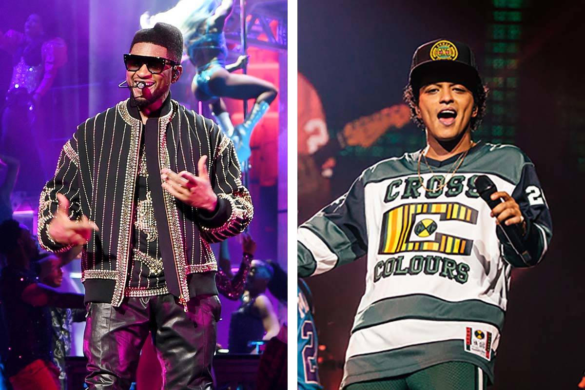 Neither Bruno Mars nor Usher will be performing in face covers on the Las Vegas Strip this week ...