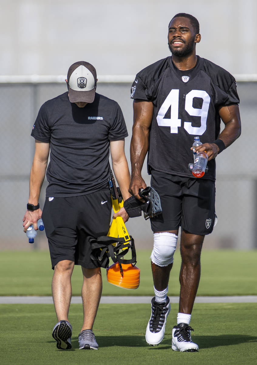 Raiders safety Divine Deablo (49) during the Raiders training camp at the Intermountain Healthc ...