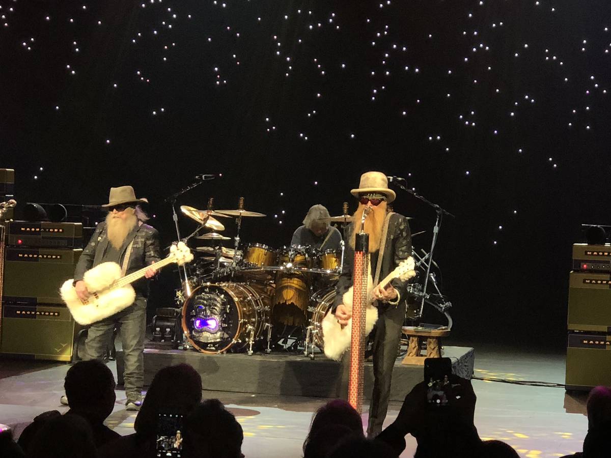 Dusty Hill, left and Billy Gibbons of ZZ Top are shown at The Venetian Theater on Friday, April ...