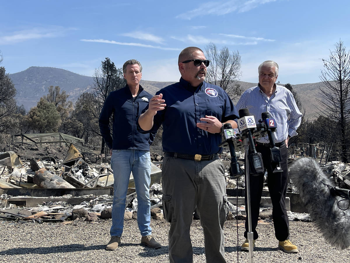 Nevada Homeland Security Chief Dave Fogerson speaks to reporters on efforts to contain the Tama ...