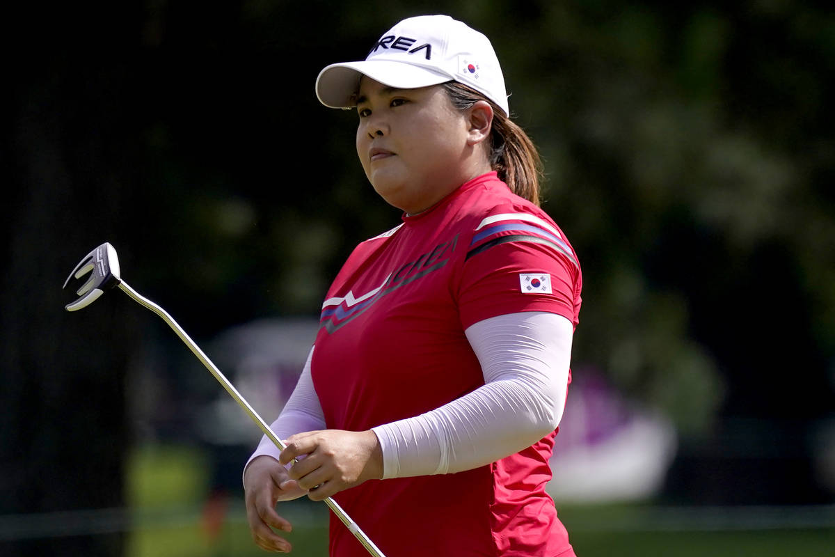 Inbee Park, of South Korea, hits on the second green during the second round of the women's gol ...