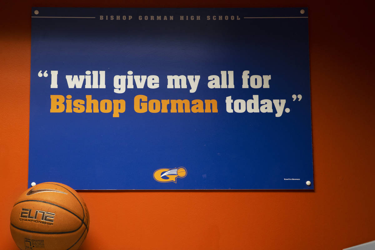 The Bishop Gorman boys basketball locker room on Monday, Aug. 9, 2021, at Bishop Gorman High Sc ...