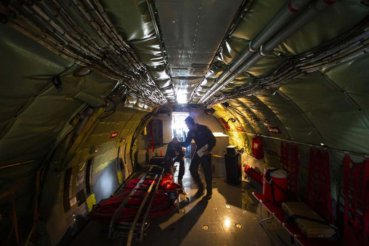 A KC-135 refueling tanker is prepped before takeoff as part of Red Flag exercises at Nellis Air ...