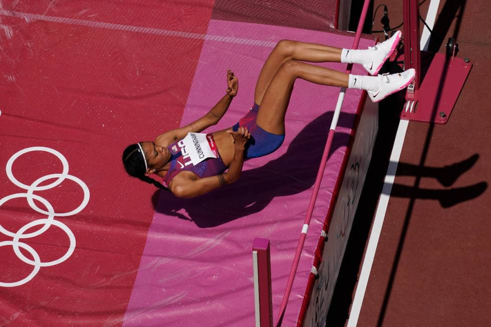 Vashti Cunningham, of United States, competes during a qualification round of the women's high ...