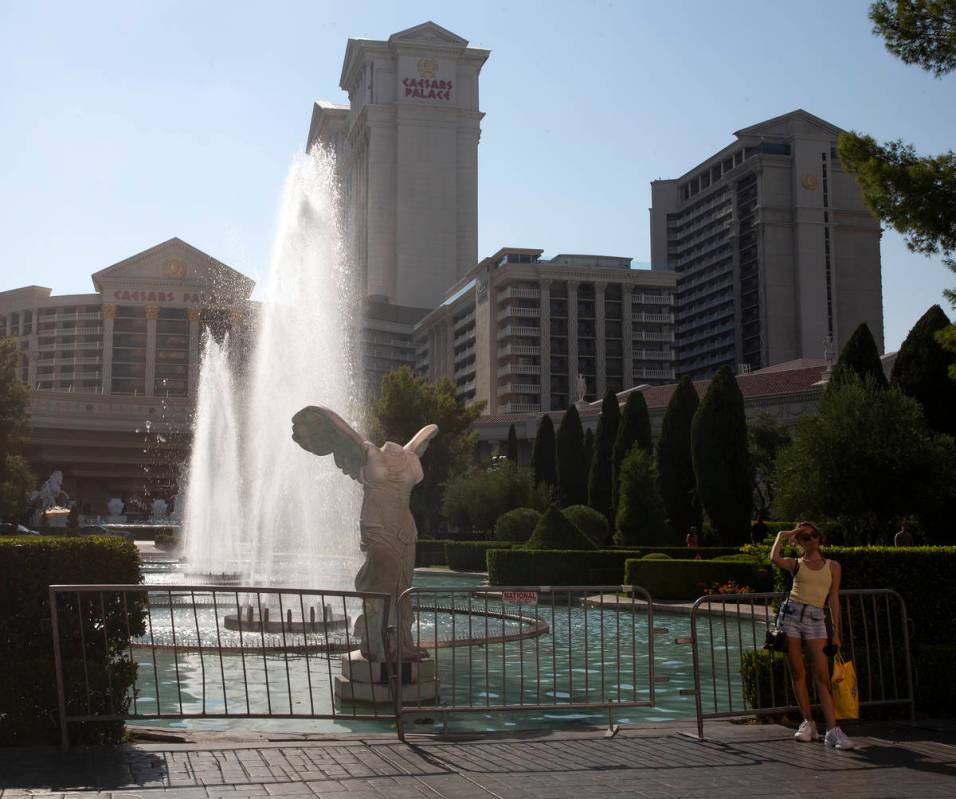 Sabrina Perrone of Florida poses for a photo in front of Caesars Palace on Wednesday, Aug. 4, 2 ...