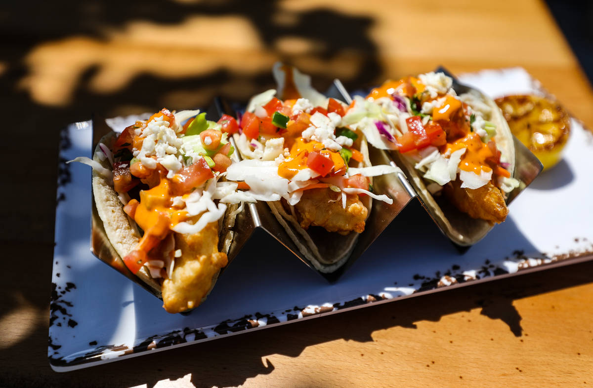 Fish tacos from the menu at the new PKWY Tavern in Henderson, Thursday, Aug. 5, 2021. This will ...