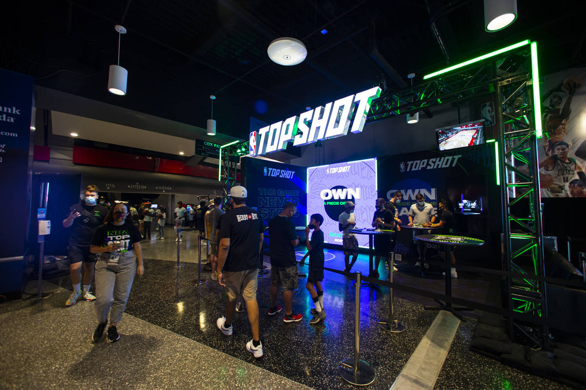 Basketball fans walk the concourse during the NBA Summer League at the Thomas & Mack Center ...