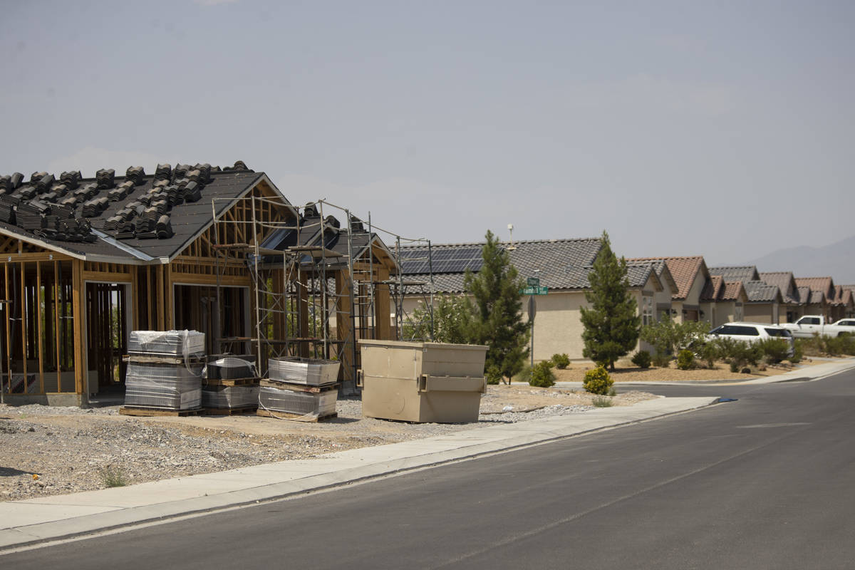 A home under construction in the Burson Ranch community in Pahrump, Wednesday, Aug. 11, 2021. ( ...