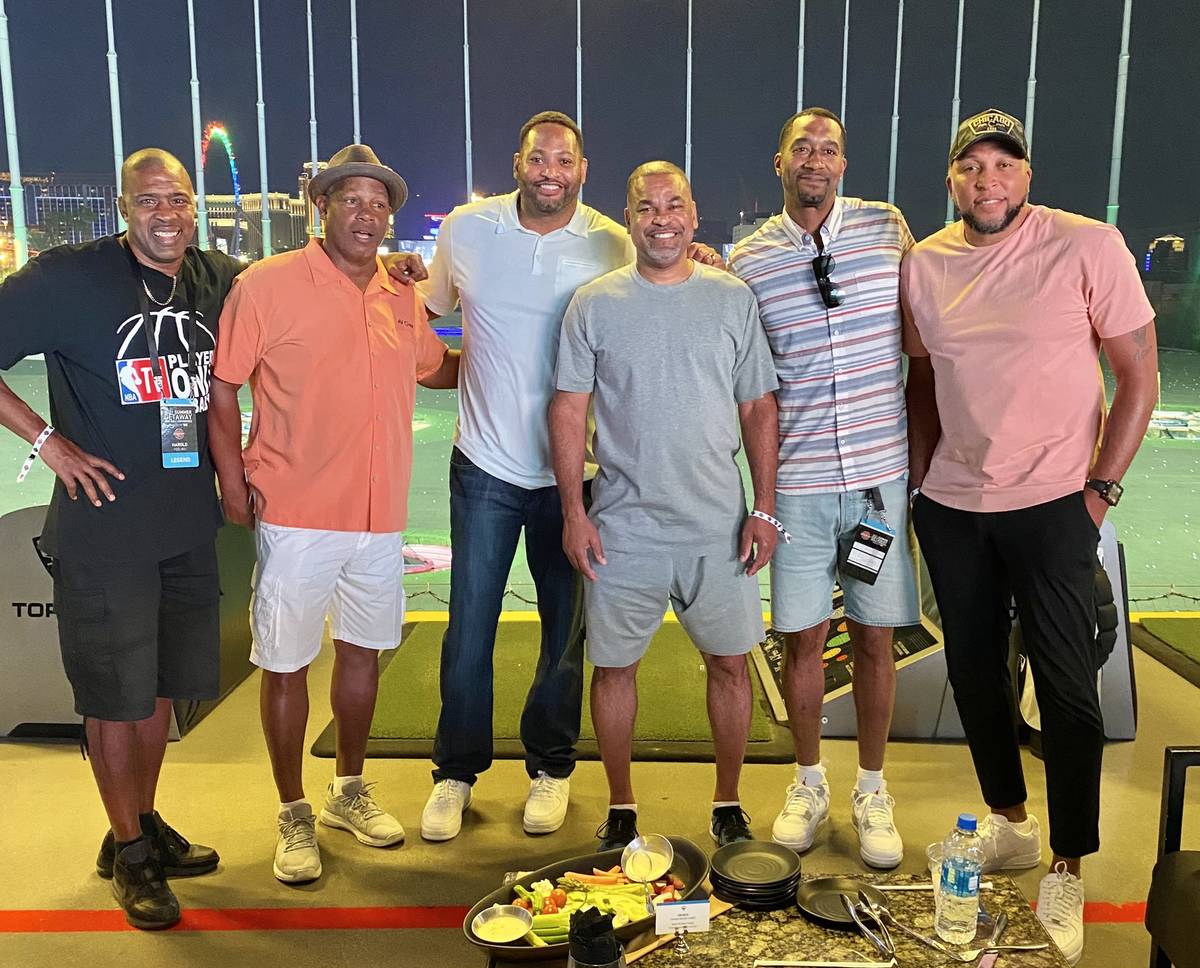 From left to right: Former NBA players Harold Keeling, Darwin Cook, Robert Horry, Eldridge Reca ...