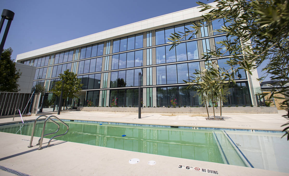 A view of the pool area at The English Hotel, which is under-construction in Las Vegas' Arts Di ...