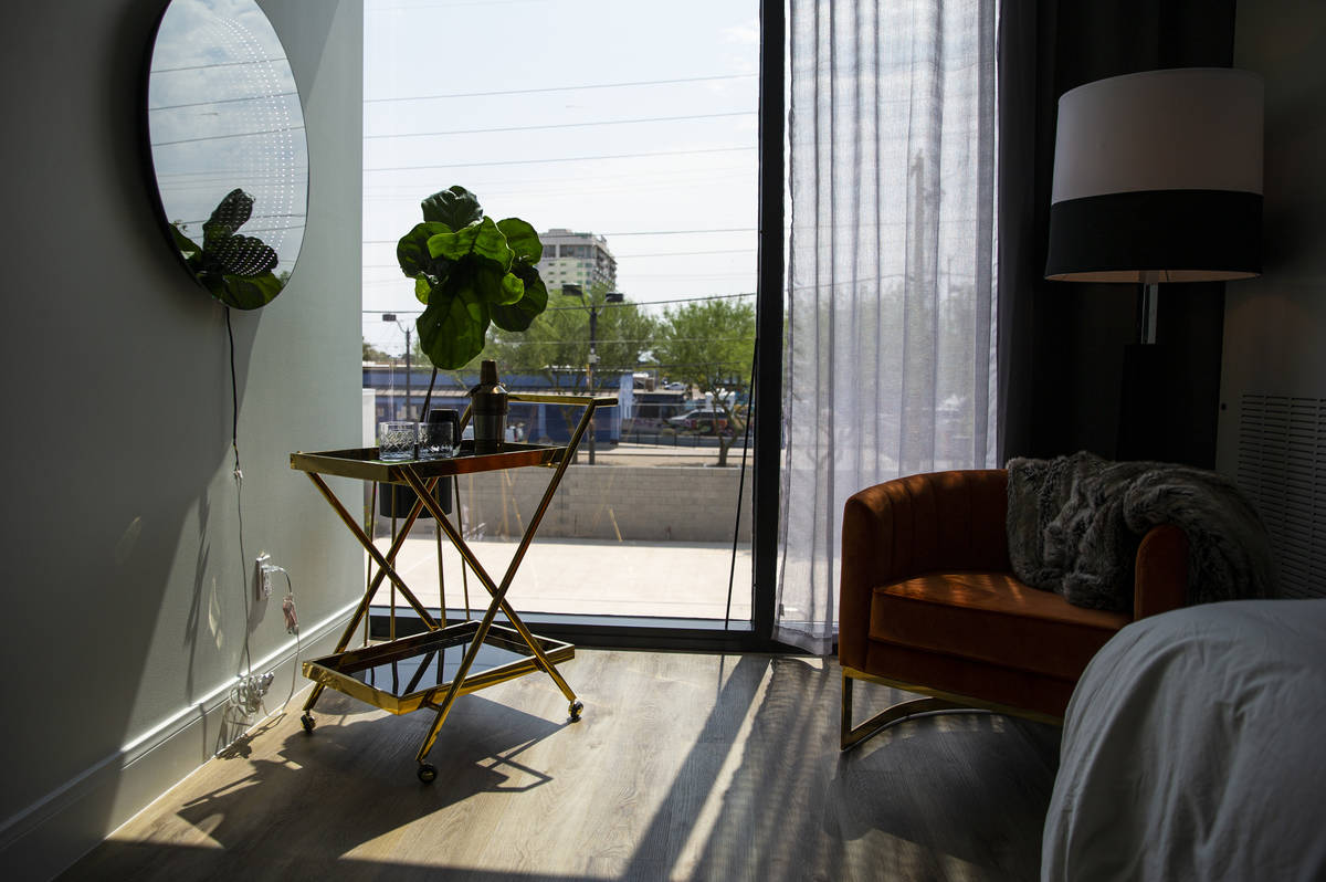 Views and interior details of a room at The English Hotel, which is under-construction in Las V ...