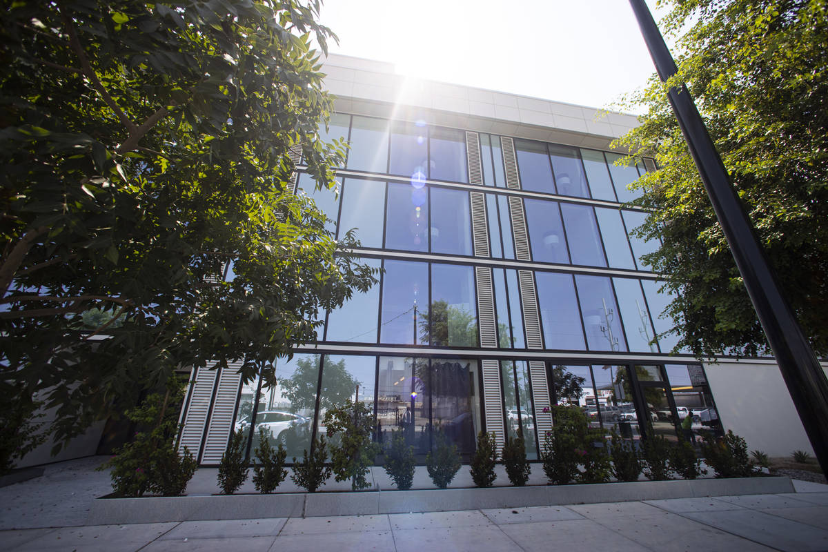 An exterior view of The English Hotel, which is under-construction in Las Vegas' Arts District, ...