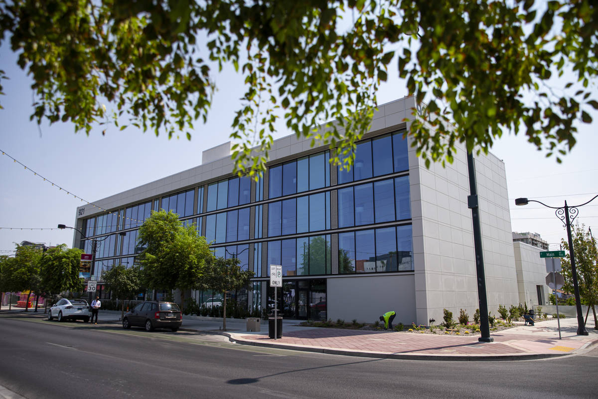 An exterior view of The English Hotel, which is under-construction in Las Vegas' Arts District, ...