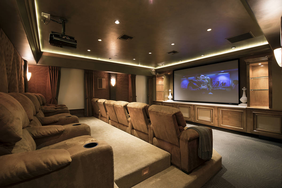 Nicolas Cage's former Las Vegas home features a large home theater. The mansion includes seven ...