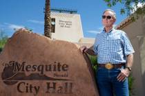 Councilman George Gault in front of Mesquite City Hall on June 2, 2021. (Ellen Schmidt/Las Vega ...