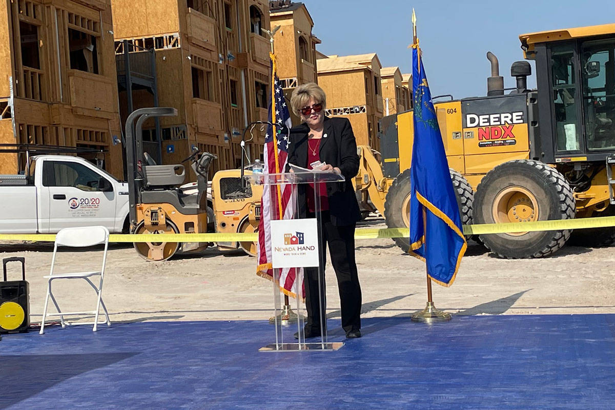 Las Vegas Mayor Carolyn Goodman speaks during a press conference for Nevada HAND on Monday, Aug ...