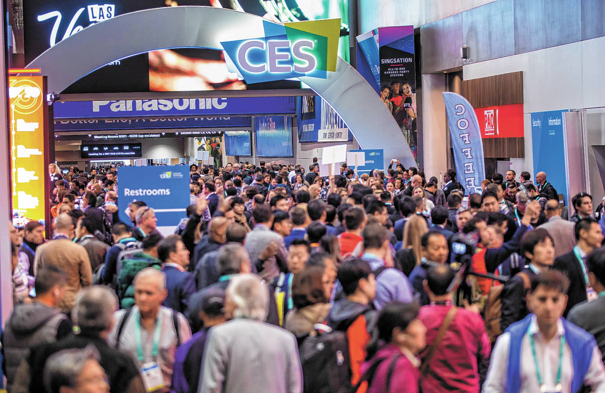 Visitors wait outside Central Hall on CES Day 1 at the Las Vegas Convention Center in January 2 ...