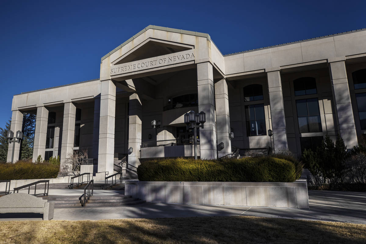 The Supreme Court of Nevada at the state Capitol complex on Sunday, Jan. 17, 2021, in Carson Ci ...