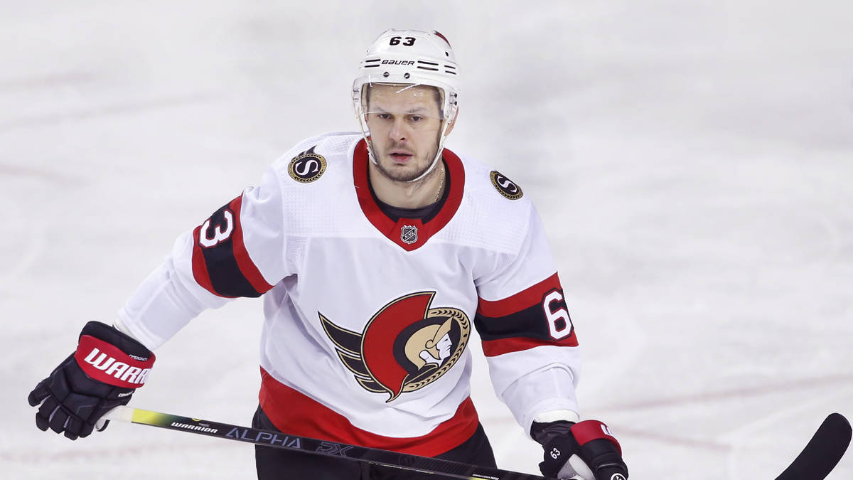 Ottawa Senators player Evgenii Dadonov, from Russia, during an NHL hockey game, Monday, April 1 ...