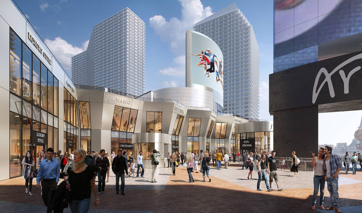 A rendering of developer Brett Torino's planned retail project on the former Harmon hotel tower ...