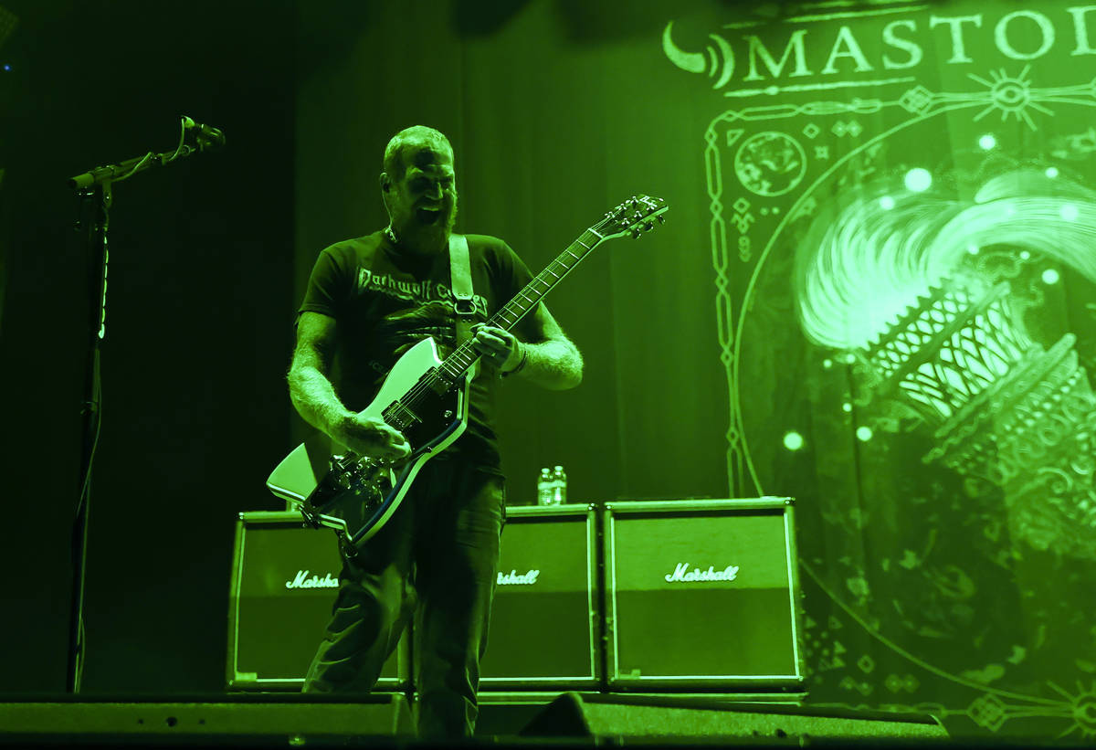 Brent Hinds of Mastodon performs during Psycho Las Vegas at Mandalay Bay in Las Vegas on Friday ...