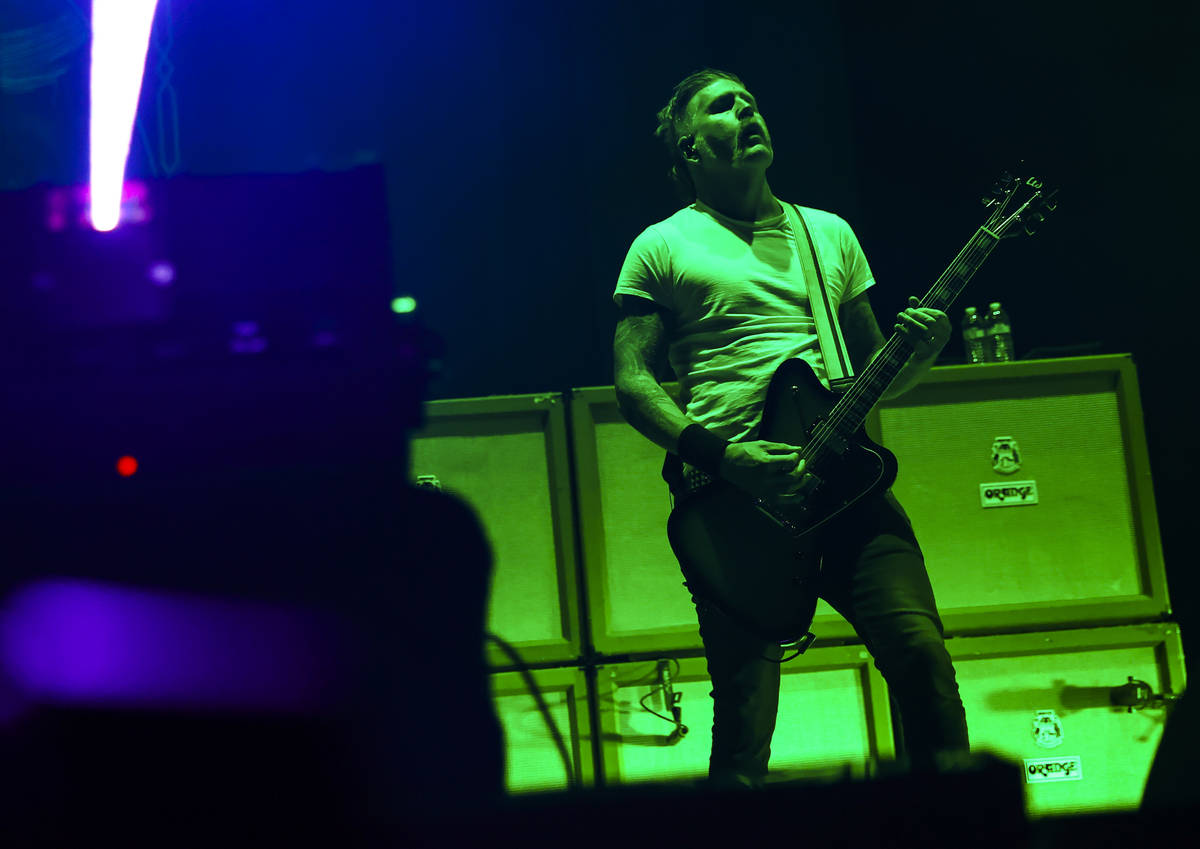 Bill Kelliher of Mastodon performs during Psycho Las Vegas at Mandalay Bay in Las Vegas on Frid ...