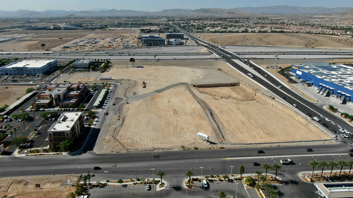 An aerial view of a planned Life Time fitness site at the southeast corner of Sunset Road and D ...