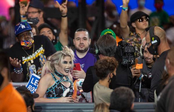 Alexa Bliss is pleased after defeating Eva Marie in their match during WWE SummerSlam 2021 at A ...