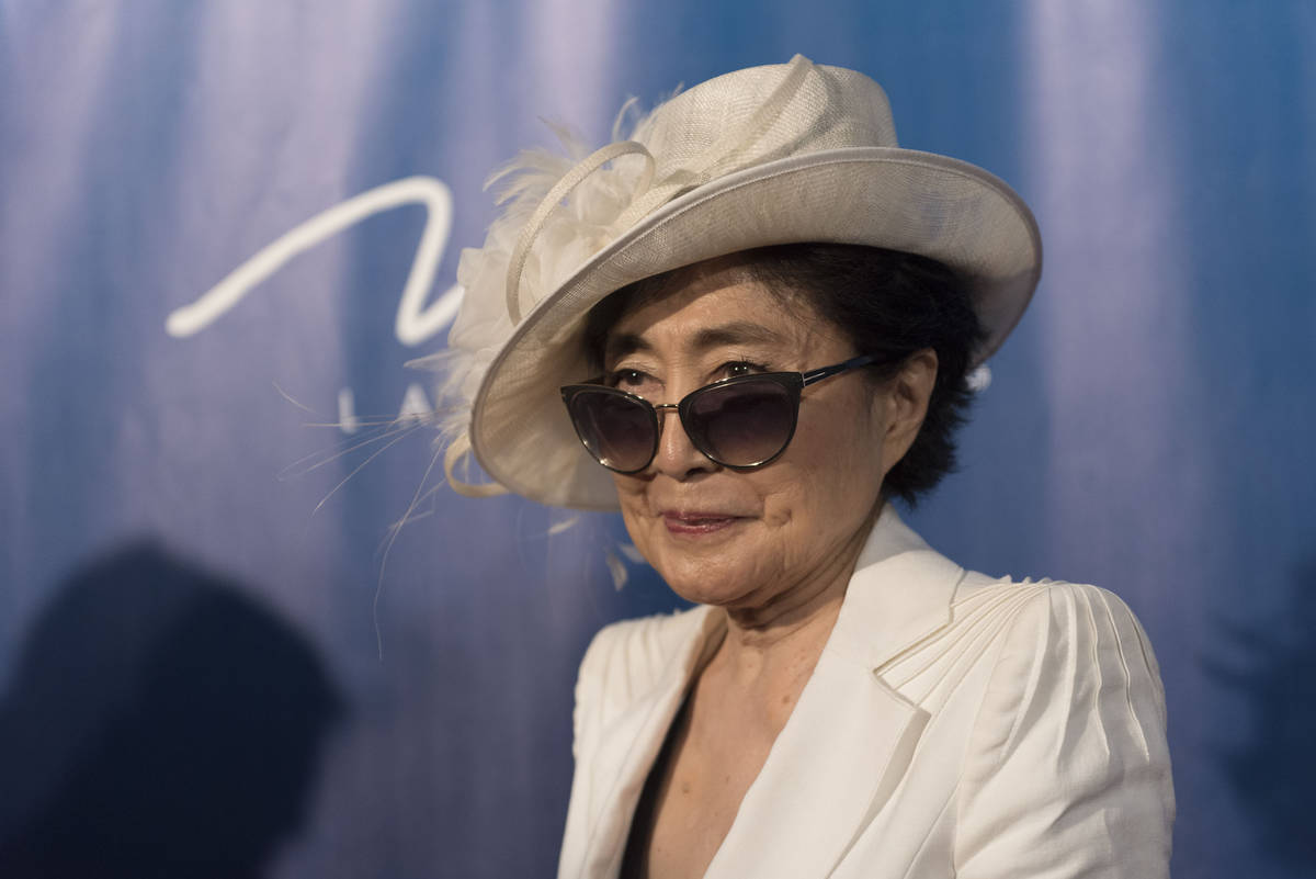 Yoko Ono Lennon poses during a red carpet event to celebrate the 10th anniversary of Cirque du ...