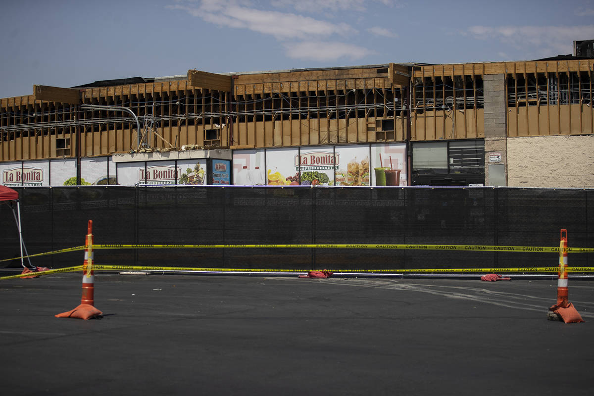 La Bonita supermarket, 2500 Desert Inn Road, remains closed after a part of the structure colla ...