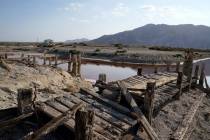 A dried up former boating dock is seen along the Salton Sea Wednesday, July 14, 2021, in Desert ...