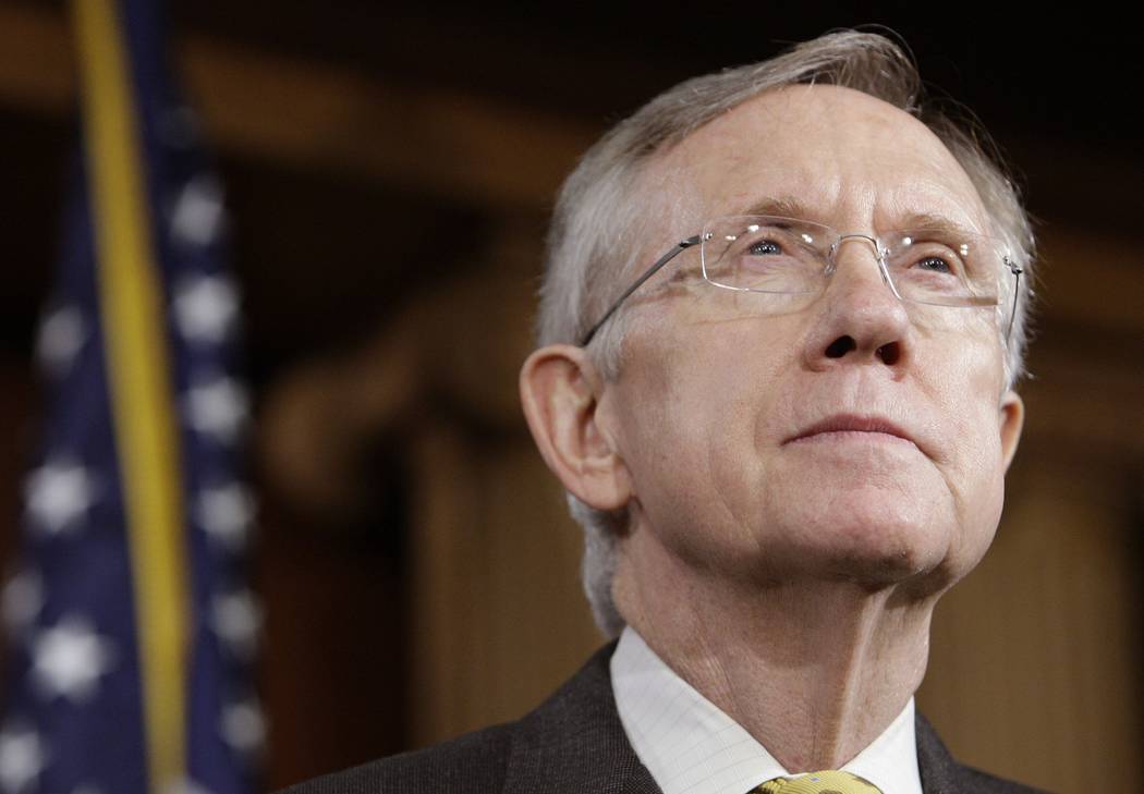 In this Nov. 18, 2009, file photo, Senate Majority Leader Harry Reid, D-Nev., speaks during a n ...