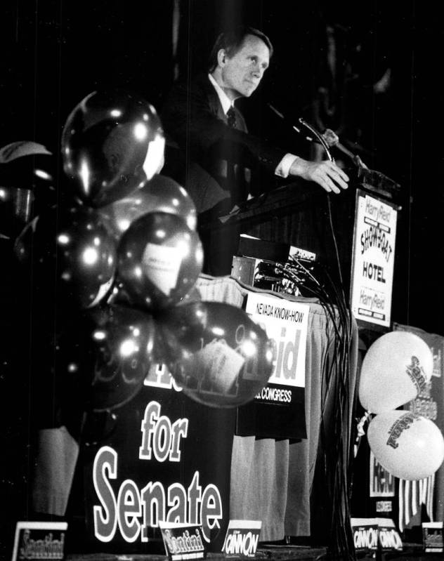 U.S. Senate candidate Harry Reid at a campaign stop at the Showboat Hotel in Las Vegas on March ...