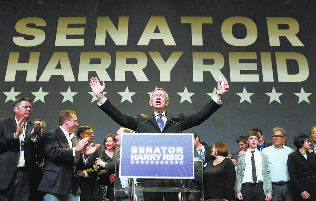 U.S. Senator Harry Reid, D-Nev., takes the podium in 2010. (File Photo)