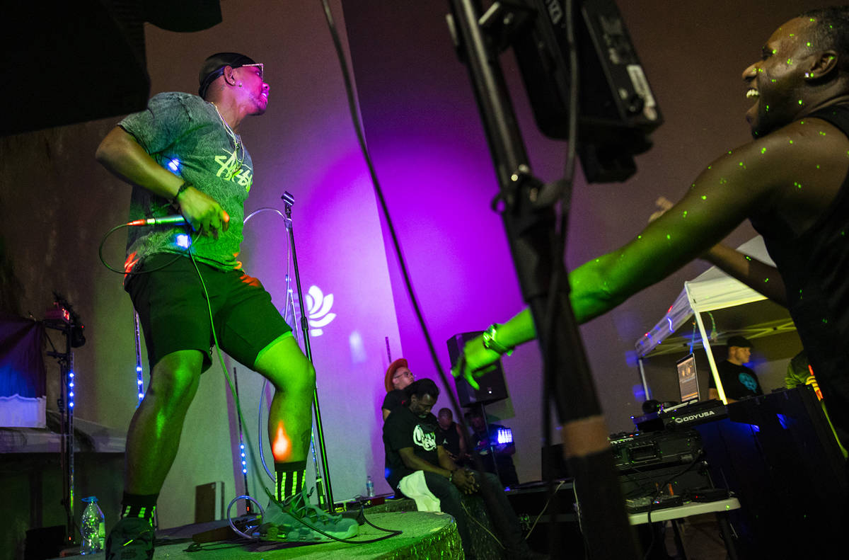 Tray Charles performs during First Friday in the Arts District of downtown Las Vegas on Friday, ...