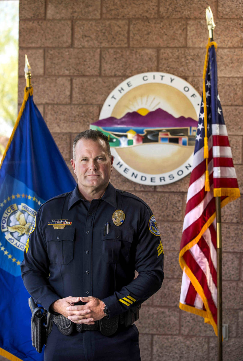 Henderson police Sgt. Jeb Bozarth outside the Henderson Police Department's west substation on ...