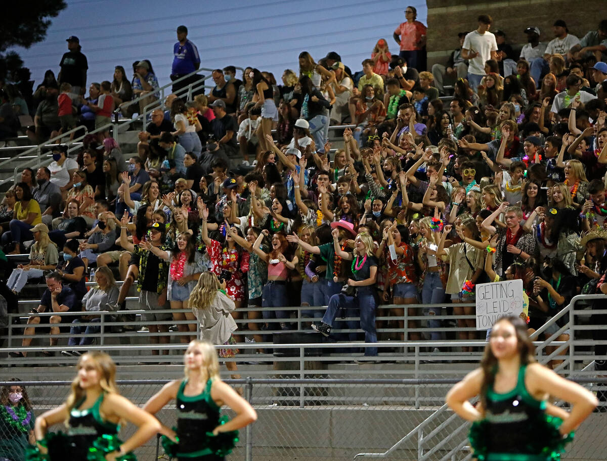 Palo Verde High School's fans cheer during the first half of a football game against Green Vall ...