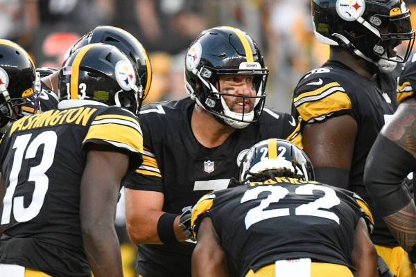 In this Aug. 21, 2021, file photo, Pittsburgh Steelers quarterback Ben Roethlisberger (7) speak ...